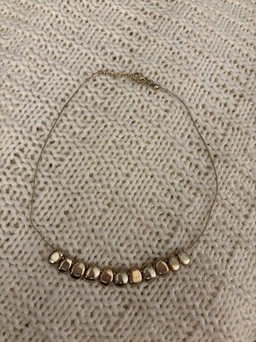 Gold Beaded Bar Necklace - Women Jewelry
